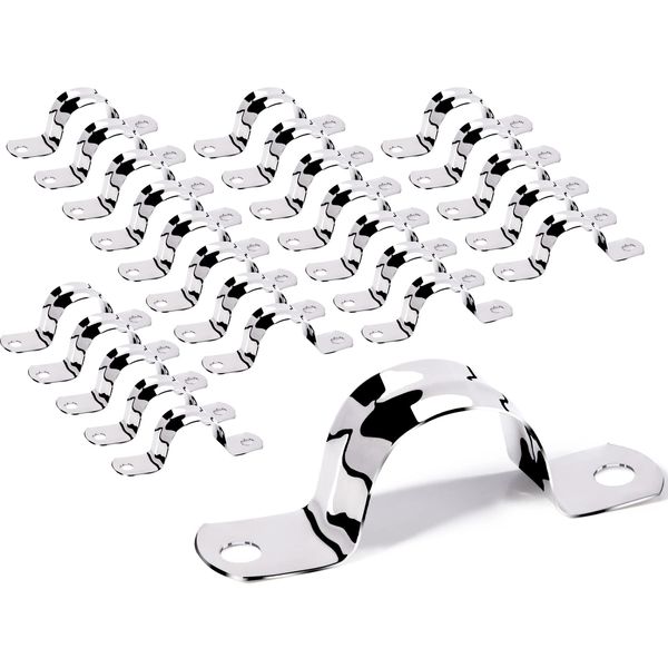 Pipe Strap Clamp 25mm Saddle Clamp 25pcs U Strap 304 Stainless Steel Pipe Clips Hose Wall Clips for Fixing Bracket of Gas Pipe Water Pipe or Hose Installation(M25)