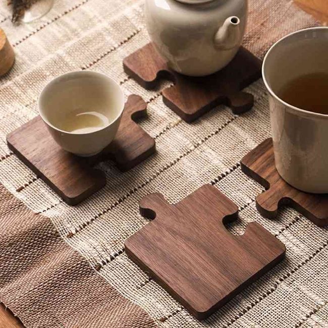 Durable Heat Resistant Beech Wood Tea Coffee Cup Pad Placemats