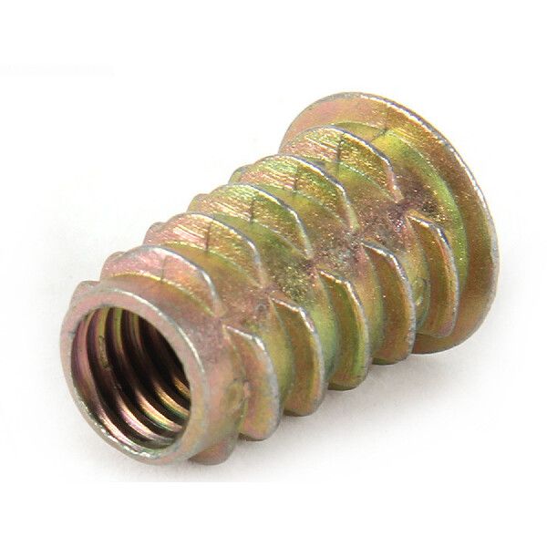M5 10mm Zinc Alloy Threaded  Wood Caster Insert Nut with Flanged Hex Drive Head