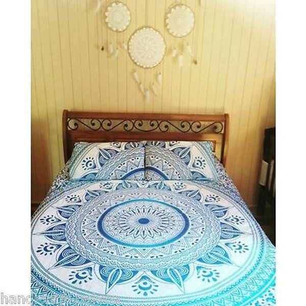 Decorative Ombre Bedding Set Throw Indian Bohemian Queen Size Bed Sheet Decor