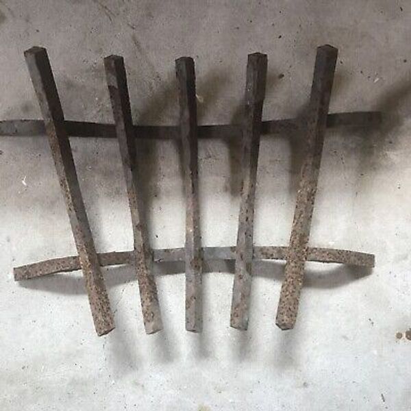 Vintage Rusty Cast Iron Fireplace Grate  Fire Pit Log Holder Firewood