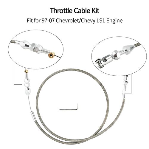 36" LS Throttle Cable Fits for Chevrolet/Chevy LS1 1997-2007 LS1 Engine 4.8L 5.3L 5.7L 6.0L LS Swap Fuel Line Kit Braided Throttle Cable Carburetor Accelerator Cable