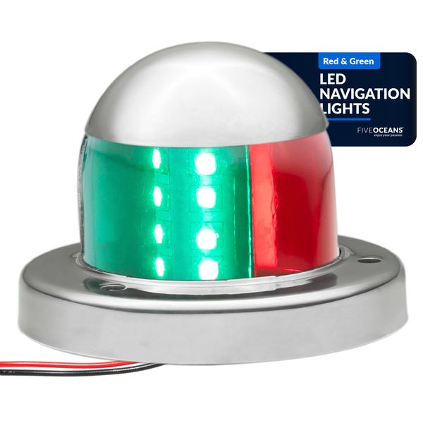 Five Oceans Boat Navigation Lights, LED Bow Light, Boat Navigation Lights Red and Green, Horizontal Mount Bi-Color Light, 12V, USCG Rules 2NM, for Pontoon, Fishing Boats, Bass Boats - FO4512