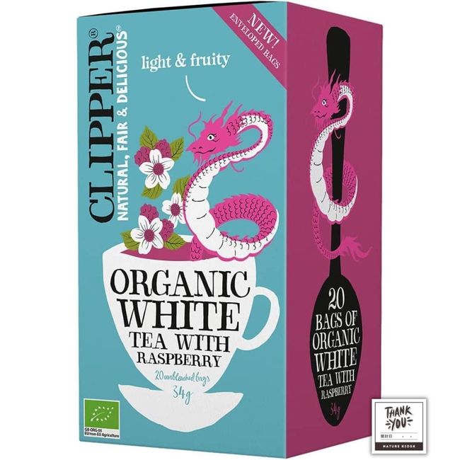 Clipper White Tea Raspberry Organic 20P Organic White Tea with Raspberry 20P Nature Kiosk Open Date Label