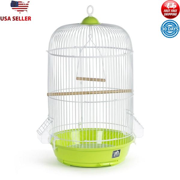 Classic Round Bird Cage Green 16" Small Birds Swing Perch Easy Cleaning 26"H New