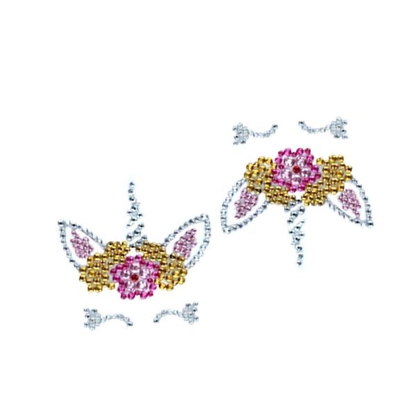 2 Unicorn Faces - Diamante Rhinestone Body Art