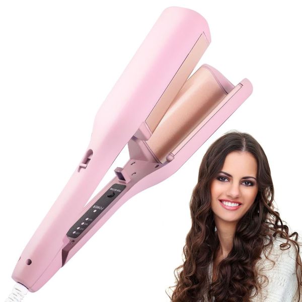 YANGUN Rommantic French Egg Roll Curling Iron, Egg-Roll Hairstyle Water Ripple V-Shaped, Curling Wand Hair Curler Crimper Hair Waver Styling Tools, Egg Roll Hair Waving Iron for Perfect Waves (Pink)