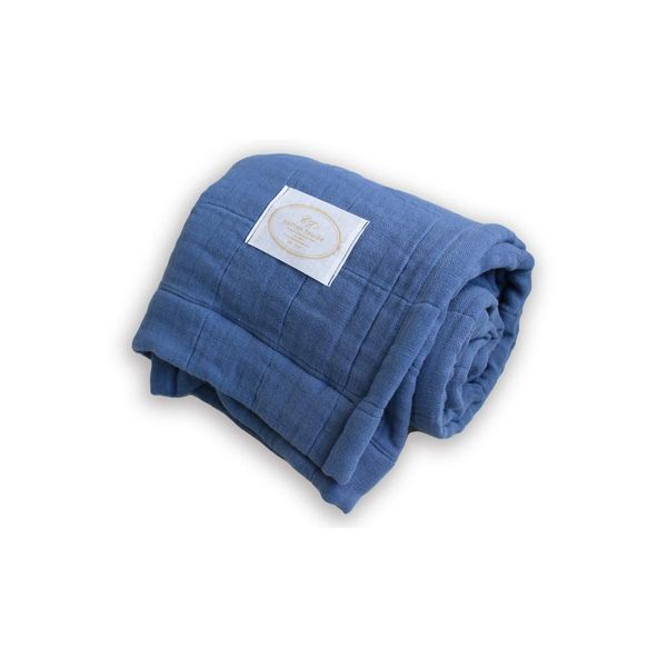 Cotton feuille 9-ply weave gauze blanket (baby/smoke blue)