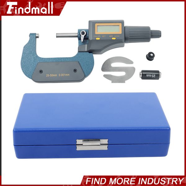 Findmall 1-2" 0.00005" Digital Electronic Outside Micrometer Carbide Tip 25-50mm