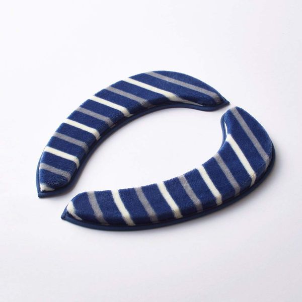 藤栄 toirefaburikkusetto Navy Width 17 X Total length 40 X Thickness 2 cm, Toilet Seat cushion Whip Border WB – 304 