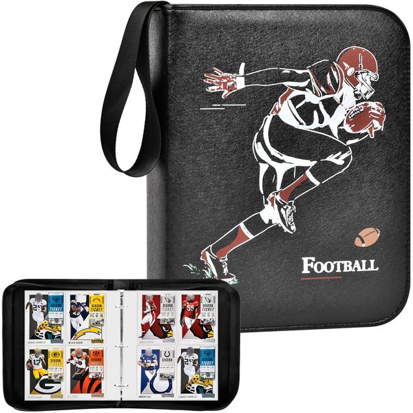 Boobowl 440 Pockets Football Card Binder, 2024 Football Trading Cards Sleeves Holder Album for NFL, Baseball Cards Collection Binder Display Case Holder Protectors Set (Folder Only) -Black