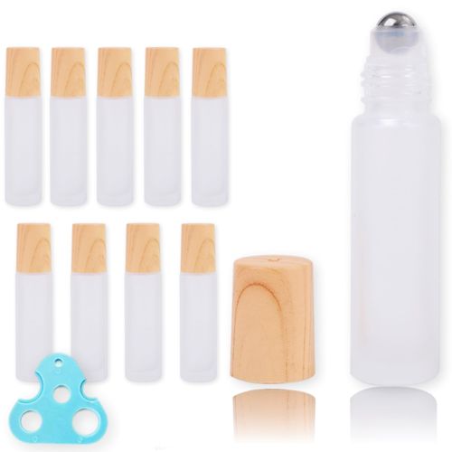 Aroma Bottles, 0.3 fl oz (10 ml), Set of 10, Frosted Glass, Roll-on, Glass, Aroma Bottles, Steel Ball Bottles, Aroma Oil Bottles (Roll-on Transparent)