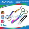 rainbow color 6" double bent curved,applique duckbill scissors with thread black