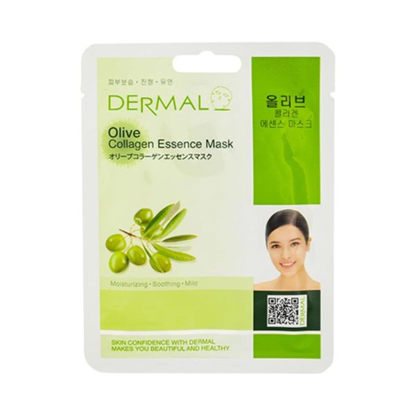 Derma sheet face masks Skincare Sheet Korean Collagen Essence Mask Multipack (5, Green Olive)