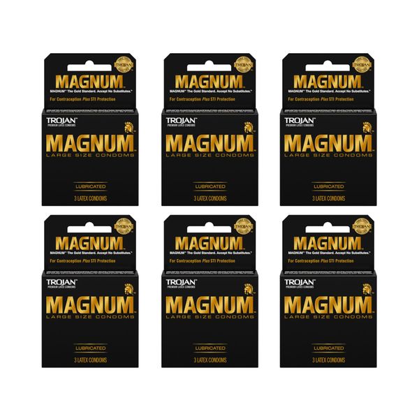 Trojan Magnum Lubricated Latex Condoms-3 ct (Quantity of 6)