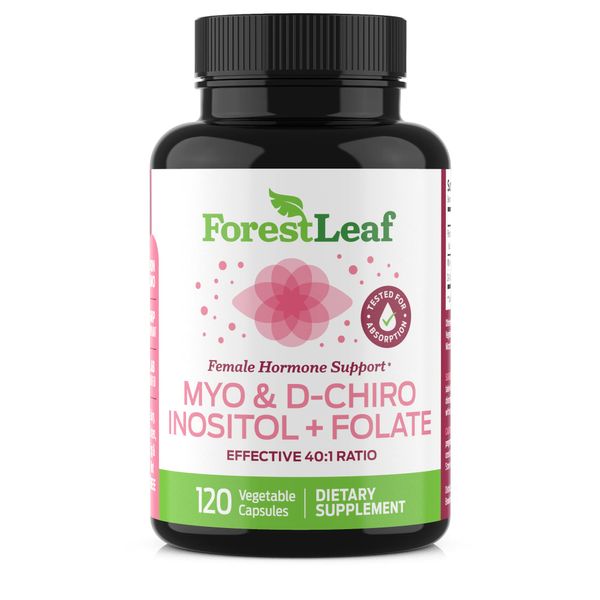 Myo and D-Chiro Inositol Supplement Blend with Folate - Hormone Balance, Ovulation and Ovarian Support for Women - Hair Growth, Weight Management, Fertility and Pregnancy Health (120)