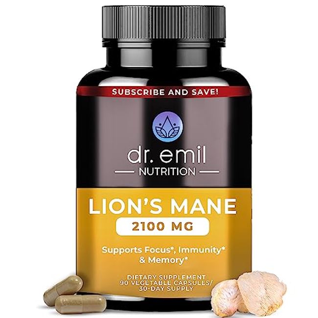 2100mg Organic Lions Mane Mushroom Supplement for Mental Clarity, Focus & Cognitive Support - Brain Boosting Nootropic Lions Mane Mushroom Capsules with 100% Organic Lions Mane Extract