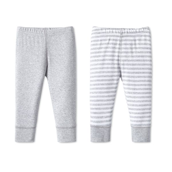 Lamaze Organic Baby unisex baby Pull on Jogger 2 Pack Pants, Gray Striped, Newborn US