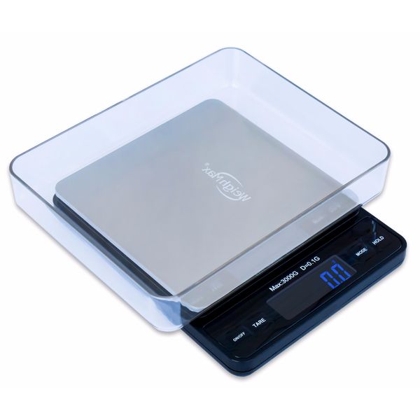 Weighmax Digital 3000 x 0.1g Pocket Scale, light-weight kitchen and postal scale