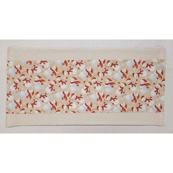 Christmas Snowman on Cream Terrycloth Bathmat