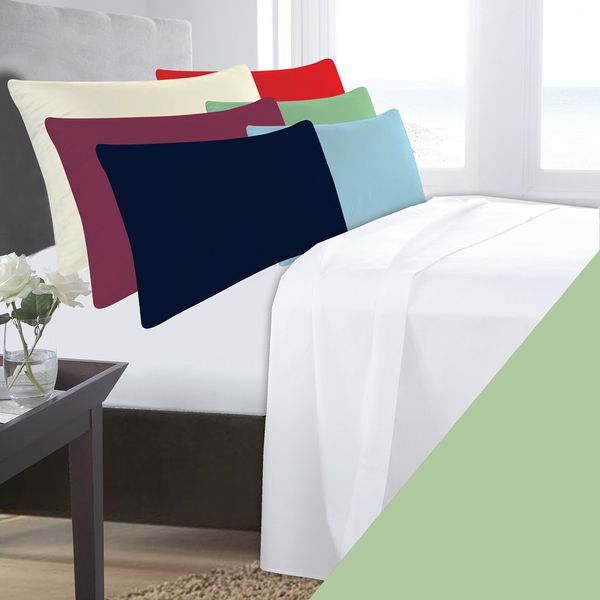 Single Bed Fitted Sheet Mint, Percale 180 Thread Count Plain Dyed, Pale Pastel Willow Green