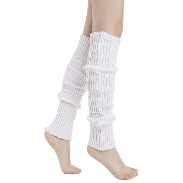 Sarfel Leg Warmers for Women 80s Ribbed Knit Leg Warmer Custume Womens Leg Warmers Sports Party Accessories White