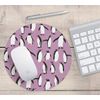 Purple Penguins Winter Scene Print Pattern PC Computer Round Mouse Mat Pad