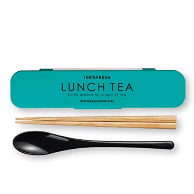 Showa LUNCH TEA Cutlery Set, Green, Spoon and Chopsticks Set