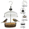 Crystals Bird Feeder Station Height Adjustable Baffle Dome Peanut Seed Feeder Hanging, Transparent