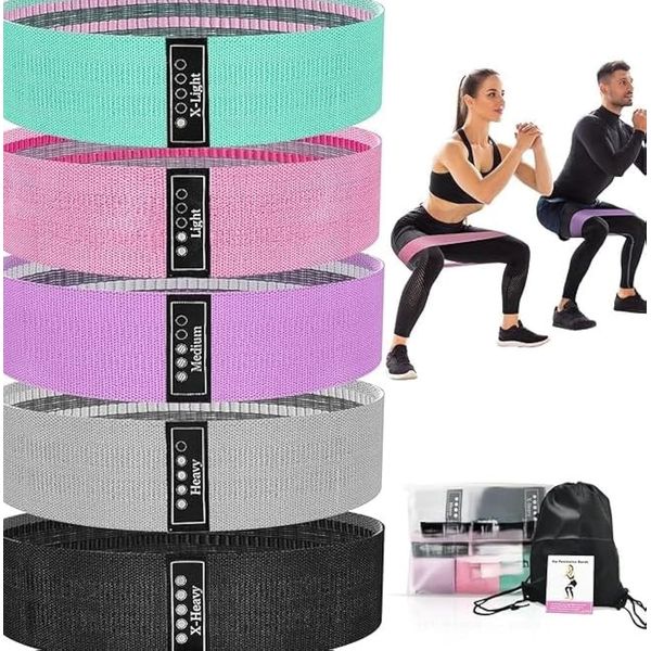 Resistance Bands for Working Out. 3 Booty Bands for Women Men Fabric Elastic Bands for Exercise Bands Resistance Bands for Legs Bands for Working Out Hip Thigh Glute Bands Set, Black,Gray, Green