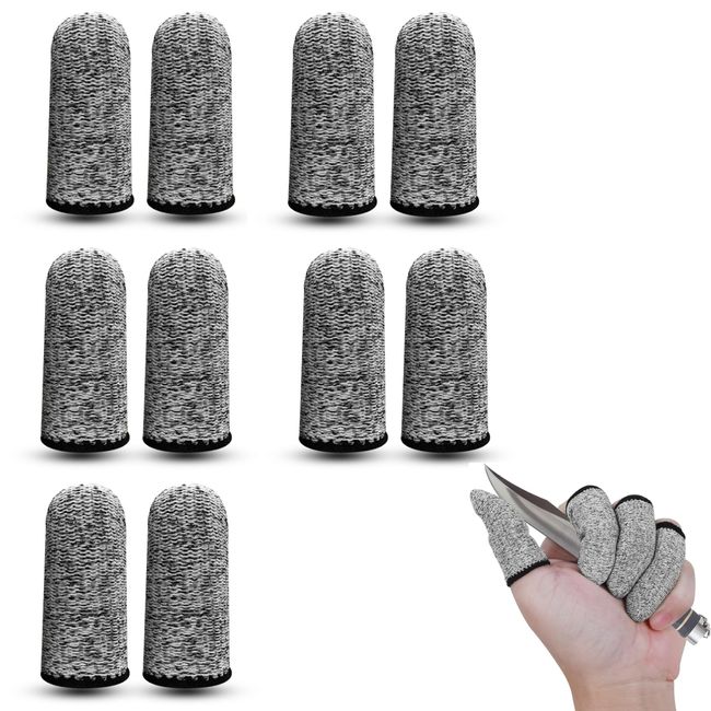 Finger Cots,10 PCS Reusable Thumb Protector Breathable Finger Sleeves Non Slip Cut Resistant Protection for Work Kitchen Garden Sculpture