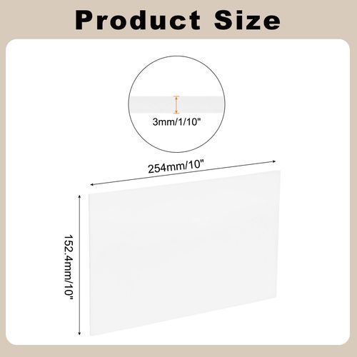 MECCANIXITY UHMW Sheets, Hard Ultra High Molecular Weight Polyethylene Sheets Plastic Sheet, 6" x 10" x 1/10, White