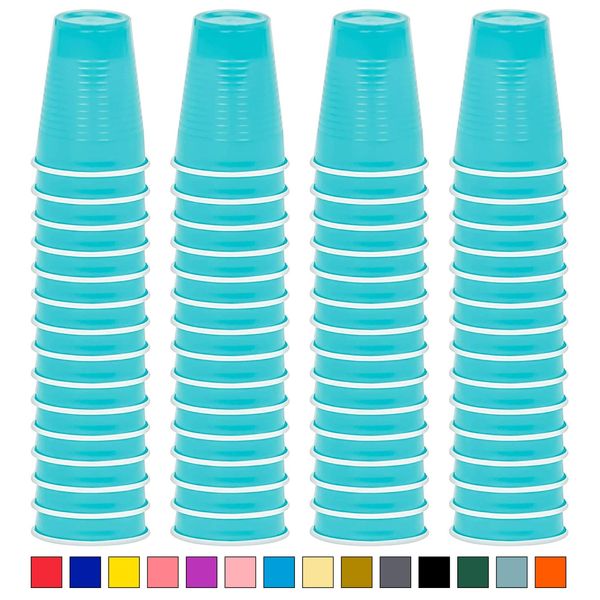 DecorRack 60 Party Cups 12 oz Reusable Disposable Cups for Birthday Party Bachelorette Camping Indoor Outdoor Events Beverage Drinking Cups (Turquoise, 60)