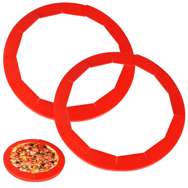 WYMECT Adjustable Silicone Pie Crust Shield Pie BPA-free Protectors Adjustable Bake Crust Protector Pie Crust Protector Cover Kitchen Tool for Baking Pie Pizza, Fit 8-11.5 Inch Pies (2 PCS) (Red)