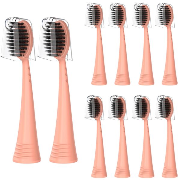 Replacement Toothbrush Heads with Covers for Burst (10 Count, Rose Gold)