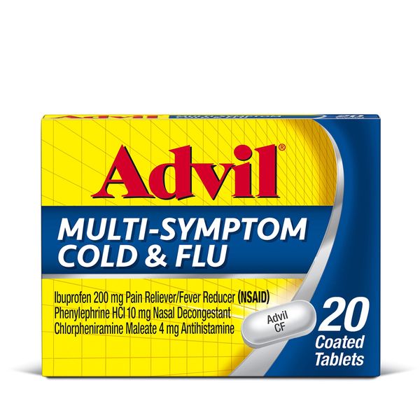 Advil Multi Symptom Cold and Flu Medicine 20 Coated Tablets for Adults