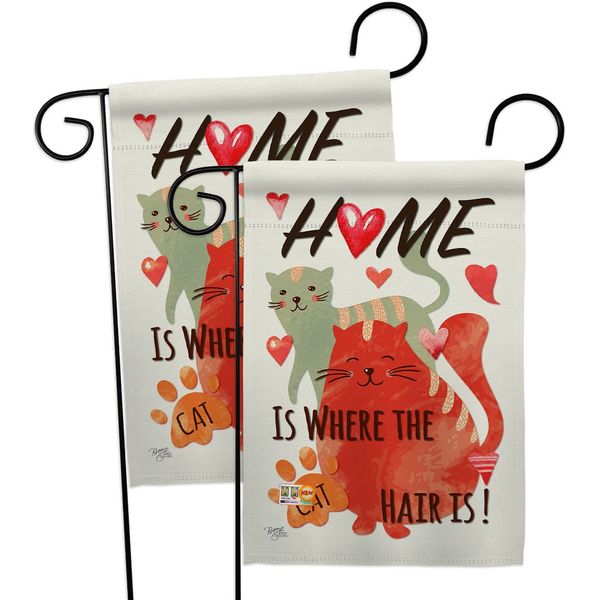 Breeze Decor Furry Cat Garden Flag 2pcs Pack Kitten Meow Spoiled Paw Fur Pet Nature Farm Animal Creature House Decoration Banner Small Yard Gift Double-Sided, Made in USA