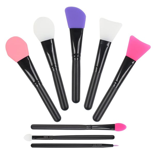 Jubaopen 8 Stück Gesichtsmaske Pinsel Silikon Kosmetische Schlamm Maske Pinsel Maske Applikator Gesichtspflege Makeup Tools für die Gesichtsmaske, Augenmaske (Schwarz)