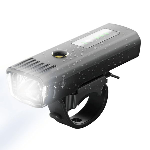 Bikray Bicycle Light, Easy to Use, USB Rechargeable LED Light, Waterproof, Dustproof, Light Sensor, Automatic Lighting Mode, High Brightness, Up to 1000 Lumens, Bicycle Seat Clamp Included, Strongest