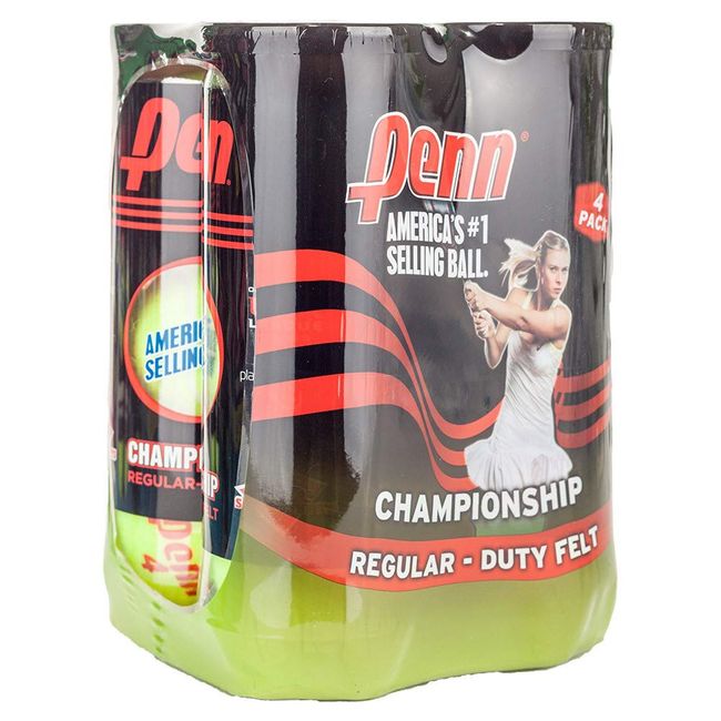 Clay Court Tennis Balls - Penn Championship Regular Duty Tennis Balls - 4 Pack (4 Cans, 12 Balls Total)