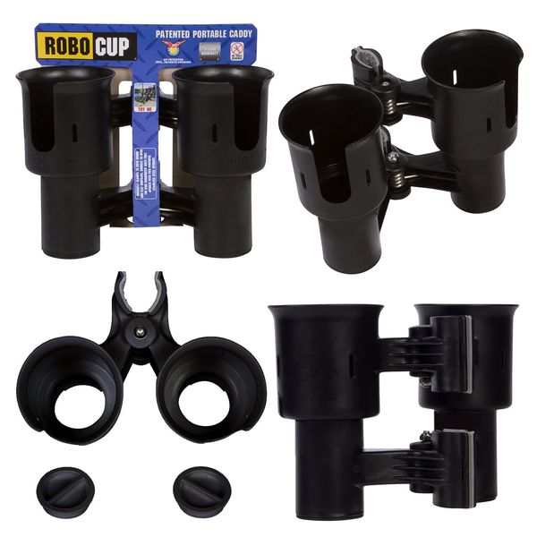 ROBOCUP, Black, Updated Version, Best Cup Holder for Drinks, Fishing Rod/Pole, Boat, Beach Chair, Golf Cart, Wheelchair, Walker, Drum Sticks, Microphone Stand