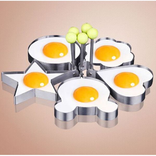 NR Fried Egg Mold Baking Baking Fried Egg Ring Set of 5 (Round, Star, Flower, Heart, Mickey Mouse), Easy to Clean and Convenient Storage