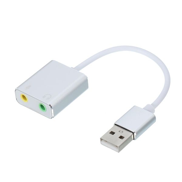 sourcing map USB to Audio Sound Card Adapter with 3.5mm Headphone and Microphone Port to External Audio Converter Silver