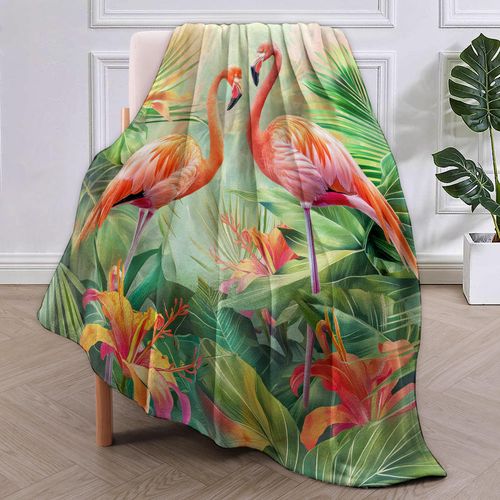 VANZEV Tropical Flamingo Blanket, 50"x60" Flamingos Fleece Throw for Kids & Adults, Ultra-Soft and Warm Home Decor Blanket, Flamingo Gifts
