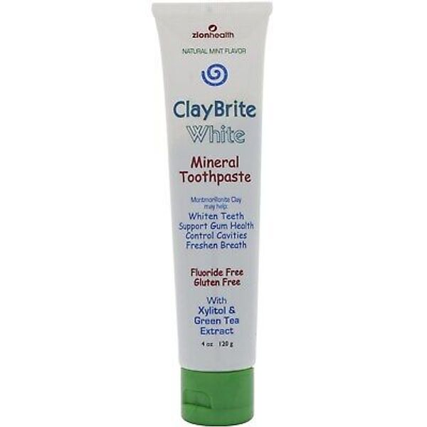 Zion Health ClayBrite White Mineral Toothpaste Natural Mint Flavor 4 oz