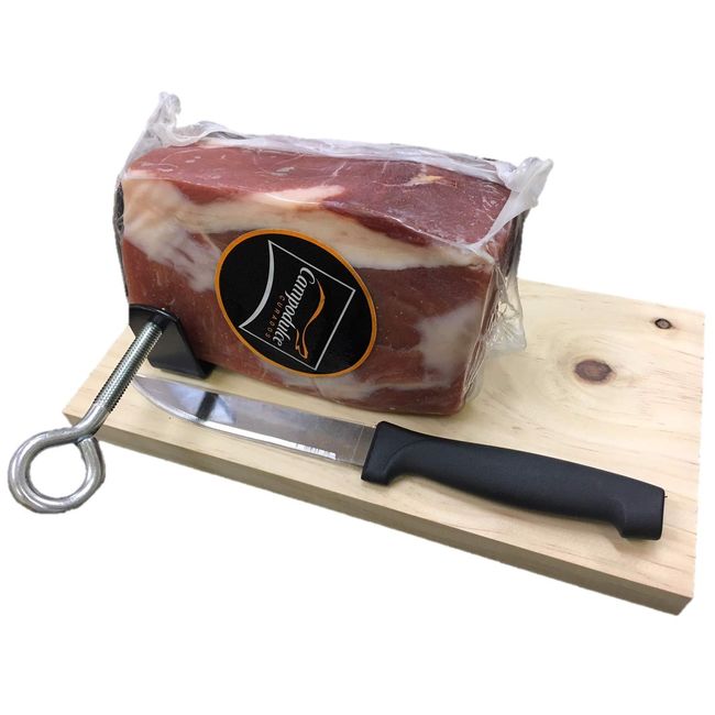 Campodulce Mini Serrano Block, 28.2 oz (800 g) (15 Months Aged) [Dedicated Fixed Holder, Knife Set]