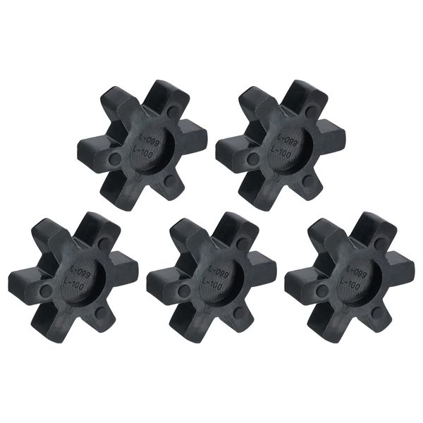 sourcing map 5pcs L099/L100 Jaw Coupling Insert, Flexible Solid Type NBR Rubber Jaw Coupling Center Inserts for L Jaw Coupling L-Jaw Coupler Set, Black