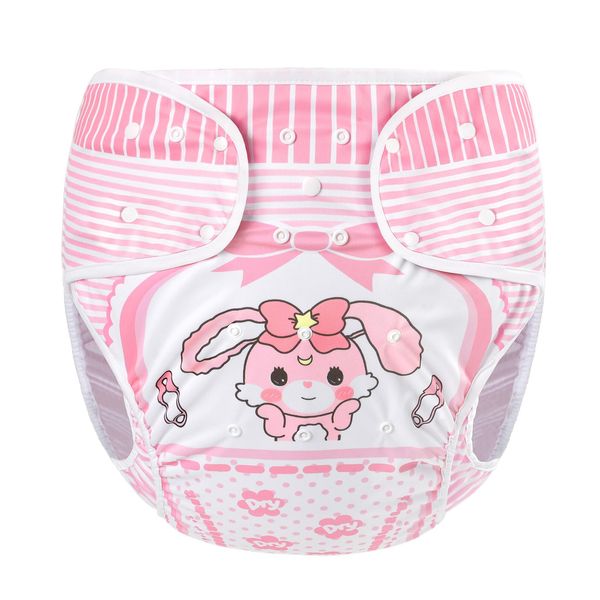 LittleForBig Adult Cloth Diaper Cover Cute Pattern [Baby Rabbit] Adjustable Waist and Length with Snaps Leakproof Breathable Washable