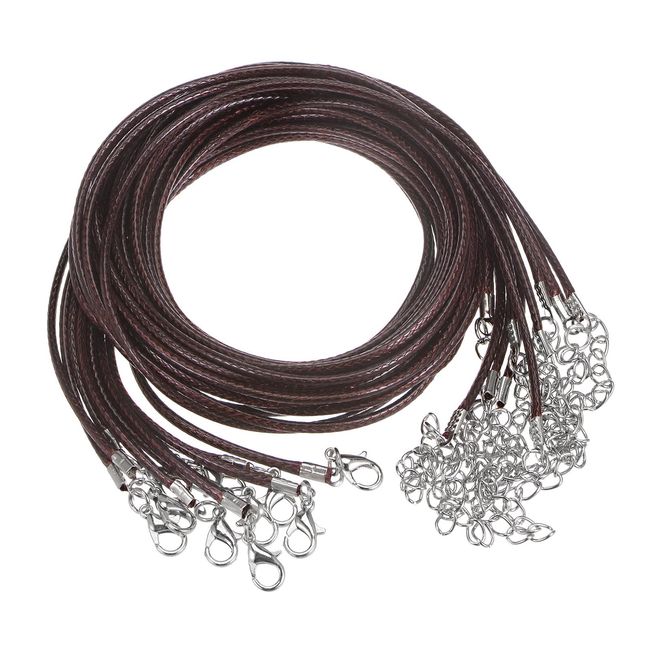 uxcell 10pcs Wax Necklace Cord Bulk Necklace String Rope with Clasp Pendant Bracelet Necklace Jewelry Making Beads Supplies 60cm Length 2mm Diameter Dark Brown