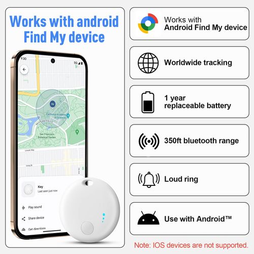 Bluetooth Tracker for Android, 4 Pack Item Finder Work with Google Find My Device App, Keys Finder and Item Locator for Keys Wallet Bags ONLY Android, Smart Tracking Tag for Luggage, Backpack